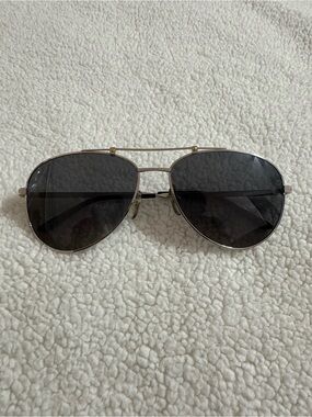 Cartier Silver Aviator Sunglasses with Dark Gray Lenses